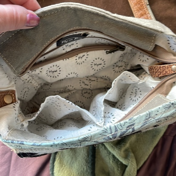 Myra canvas leather cowhide crossbody bag - Picture 2 of 6